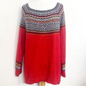 Maurices Multicolor Fair Isle Patterned Soft Acrylic Crew Neck Ski Sweater 1X